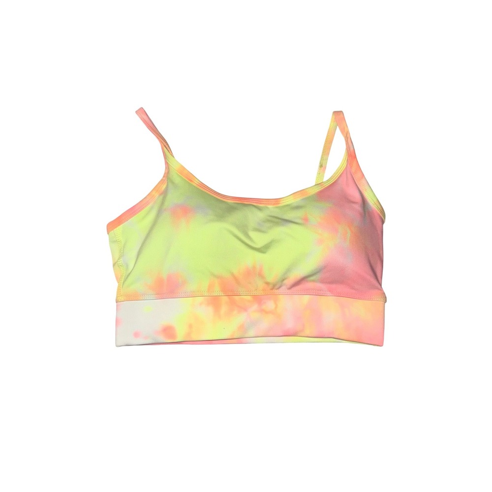 Zenana Womens Plus 1X Tie Dye Sports Bra Neon Pink Yellow NST-6110X Adjustable